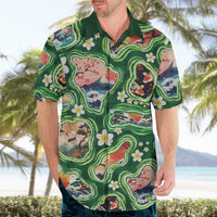 Hawaiian and Japanese Culture Together Hawaiian Shirt Hawaiian Island Shapes with Japanese Landscape Green Color LT03 - Polynesian Pride