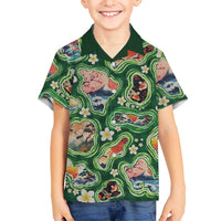 Hawaiian and Japanese Culture Together Hawaiian Shirt Hawaiian Island Shapes with Japanese Landscape Green Color LT03 - Polynesian Pride