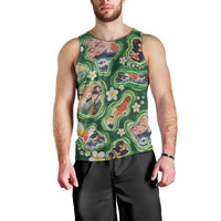 Hawaiian and Japanese Culture Together Men Tank Top Hawaiian Island Shapes with Japanese Landscape Green Color LT03 - Polynesian Pride