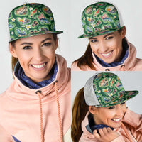 Hawaiian and Japanese Culture Together Mesh Trucker Cap Hawaiian Island Shapes with Japanese Landscape Green Color LT03 - Polynesian Pride