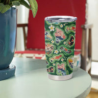 Hawaiian and Japanese Culture Together Tumbler Cup Hawaiian Island Shapes with Japanese Landscape Green Color LT03 - Polynesian Pride