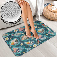 Hawaiian and Japanese Culture Together Bathroom Set Hawaiian Island Shapes with Japanese Landscape Teal Color LT03 - Polynesian Pride