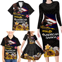 American Samoa Fue and Kava Bowl Family Matching Long Sleeve Bodycon Dress and Hawaiian Shirt Plumeria and Polynesian Pattern LT03 - Polynesian Pride