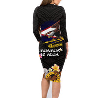 American Samoa Fue and Kava Bowl Family Matching Long Sleeve Bodycon Dress and Hawaiian Shirt Plumeria and Polynesian Pattern LT03 - Polynesian Pride