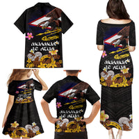 American Samoa Fue and Kava Bowl Family Matching Puletasi and Hawaiian Shirt Plumeria and Polynesian Pattern LT03 - Polynesian Pride
