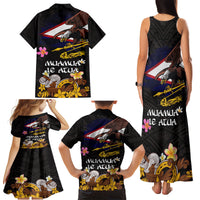 American Samoa Fue and Kava Bowl Family Matching Tank Maxi Dress and Hawaiian Shirt Plumeria and Polynesian Pattern LT03 - Polynesian Pride