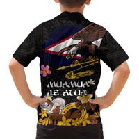 American Samoa Fue and Kava Bowl Hawaiian Shirt Plumeria and Polynesian Pattern