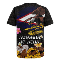 American Samoa Fue and Kava Bowl Rugby Jersey Plumeria and Polynesian Pattern