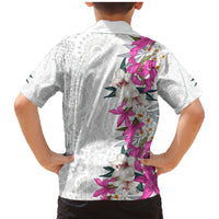 Hawaii Tropical Leaves and Flowers Family Matching Mermaid Dress and Hawaiian Shirt Tribal Polynesian Pattern White Style LT03 - Polynesian Pride
