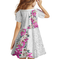 Hawaii Tropical Leaves and Flowers Family Matching Off Shoulder Maxi Dress and Hawaiian Shirt Tribal Polynesian Pattern White Style LT03 - Polynesian Pride
