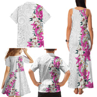 Hawaii Tropical Leaves and Flowers Family Matching Tank Maxi Dress and Hawaiian Shirt Tribal Polynesian Pattern White Style LT03 - Polynesian Pride