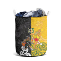 Aotearoa New Zealand And Australia Basketball Custom Laundry Basket Maori Tribal Tattoo And Aboriginal Dot Art Heritage LT03 - Polynesian Pride