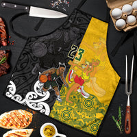 Aotearoa New Zealand And Australia Basketball Custom Apron Maori Tribal Tattoo And Aboriginal Dot Art Heritage LT03 Multicolor - Polynesian Pride
