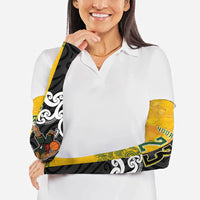 Aotearoa New Zealand And Australia Basketball Custom Arm Sleeves Maori Tribal Tattoo And Aboriginal Dot Art Heritage LT03 - Polynesian Pride