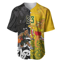 Aotearoa New Zealand And Australia Basketball Custom Baseball Jersey Maori Tribal Tattoo And Aboriginal Dot Art Heritage LT03 Multicolor - Polynesian Pride