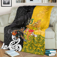 Aotearoa New Zealand And Australia Basketball Custom Blanket Maori Tribal Tattoo And Aboriginal Dot Art Heritage LT03 - Polynesian Pride