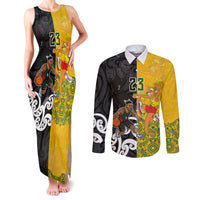 Aotearoa New Zealand And Australia Basketball Custom Couples Matching Tank Maxi Dress and Long Sleeve Button Shirt Maori Tribal Tattoo And Aboriginal Dot Art Heritage LT03 Multicolor - Polynesian Pride
