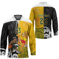 Aotearoa New Zealand And Australia Basketball Custom Hockey Jersey Maori Tribal Tattoo And Aboriginal Dot Art Heritage LT03 - Polynesian Pride