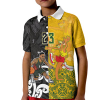 Aotearoa New Zealand And Australia Basketball Custom Kid Polo Shirt Maori Tribal Tattoo And Aboriginal Dot Art Heritage LT03 Kid Multicolor - Polynesian Pride