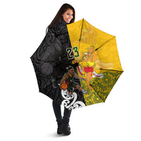 Aotearoa New Zealand And Australia Basketball Custom Umbrella Maori Tribal Tattoo And Aboriginal Dot Art Heritage LT03 - Polynesian Pride
