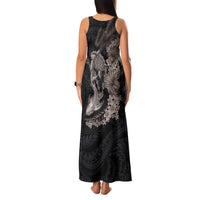 Hawaiian Tropical Plants Turtle and Shark Family Matching Tank Maxi Dress and Hawaiian Shirt Polynesian Art Tattoo Grayscale Color LT03 - Polynesian Pride