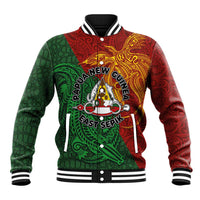 Papua New Guinea East Sepik Province Baseball Jacket Tribal Crocodile Birds of Paradise Melanesian Tattoo LT03 Unisex Green - Polynesian Pride