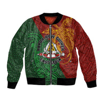 Papua New Guinea East Sepik Province Bomber Jacket Tribal Crocodile Birds of Paradise Melanesian Tattoo LT03 Unisex Green - Polynesian Pride