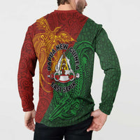 Papua New Guinea East Sepik Province Button Sweatshirt Tribal Crocodile Birds of Paradise Melanesian Tattoo LT03 - Polynesian Pride