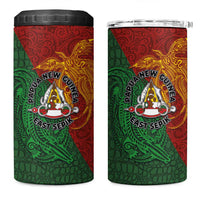 Papua New Guinea East Sepik Province 4 in 1 Can Cooler Tumbler Tribal Crocodile Birds of Paradise Melanesian Tattoo LT03 One Size: 16 oz Green - Polynesian Pride