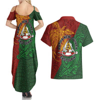 Papua New Guinea East Sepik Province Couples Matching Summer Maxi Dress and Hawaiian Shirt Tribal Crocodile Birds of Paradise Melanesian Tattoo LT03 - Polynesian Pride