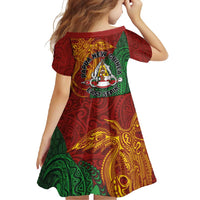 Papua New Guinea East Sepik Province Family Matching Off Shoulder Maxi Dress and Hawaiian Shirt Tribal Crocodile Birds of Paradise Melanesian Tattoo LT03 - Polynesian Pride