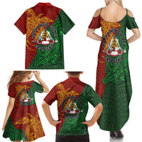 Papua New Guinea East Sepik Province Family Matching Summer Maxi Dress and Hawaiian Shirt Tribal Crocodile Birds of Paradise Melanesian Tattoo LT03 - Polynesian Pride