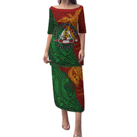 Papua New Guinea East Sepik Province Puletasi Tribal Crocodile Birds of Paradise Melanesian Tattoo LT03 Long Dress Green - Polynesian Pride