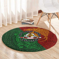 Papua New Guinea East Sepik Province Round Carpet Tribal Crocodile Birds of Paradise Melanesian Tattoo LT03 - Polynesian Pride