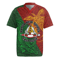 Papua New Guinea East Sepik Province Rugby Jersey Tribal Crocodile Birds of Paradise Melanesian Tattoo LT03 Green - Polynesian Pride