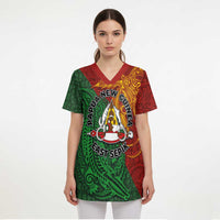 Papua New Guinea East Sepik Province Scrub Top Tribal Crocodile Birds of Paradise Melanesian Tattoo LT03 - Polynesian Pride