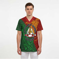 Papua New Guinea East Sepik Province Scrub Top Tribal Crocodile Birds of Paradise Melanesian Tattoo LT03 - Polynesian Pride