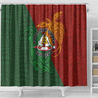Papua New Guinea East Sepik Province Shower Curtain Tribal Crocodile Birds of Paradise Melanesian Tattoo LT03 - Polynesian Pride