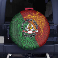 Papua New Guinea East Sepik Province Spare Tire Cover Tribal Crocodile Birds of Paradise Melanesian Tattoo LT03 No hole Green - Polynesian Pride