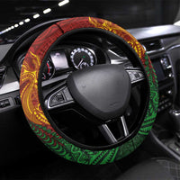 Papua New Guinea East Sepik Province Steering Wheel Cover Tribal Crocodile Birds of Paradise Melanesian Tattoo LT03 Universal Fit Green - Polynesian Pride