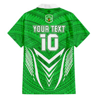 Custom Kimbe Cutters Rugby Family Matching Short Sleeve Bodycon Dress and Hawaiian Shirt Papua New Guinea Polynesian Tattoo Green Version LT03 - Polynesian Pride