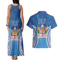 Fiji Day Couples Matching Tank Maxi Dress and Hawaiian Shirt Fijian Masi Tribal Hibiscus Tattoo and Tapa Pattern LT03 - Polynesian Pride