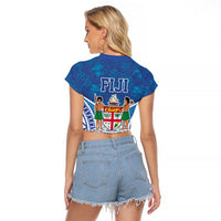 Fiji Day Raglan Cropped T Shirt Fijian Masi Tribal Hibiscus Tattoo and Tapa Pattern