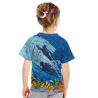 Polynesian Scuba Diving Kid T Shirt Beauty Corals with Underwater and Polynesian Pattern