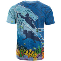 Polynesian Scuba Diving T Shirt Beauty Corals with Underwater and Polynesian Pattern