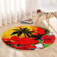 Hawaii Maui Island Round Carpet Maui Map With Tropical Forest Sunset Vibe LT03 - Polynesian Pride