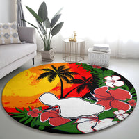 Hawaii Maui Island Round Carpet Maui Map With Tropical Forest Vintage Style LT03 - Polynesian Pride