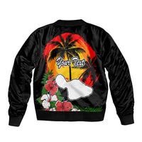 Custom Hawaii Maui Island Sleeve Zip Bomber Jacket Maui Map With Tropical Forest Vintage Style LT03 - Polynesian Pride