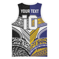 Custom Rugby Niue and Aotearoa Basketball Jersey Hiapo with Maori Moko Tribal Heritage Tattoos LT03 - Polynesian Pride