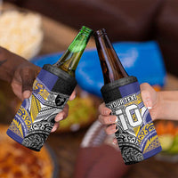 Custom Rugby Niue and Aotearoa 4 in 1 Can Cooler Tumbler Hiapo with Maori Moko Tribal Heritage Tattoos LT03 - Polynesian Pride